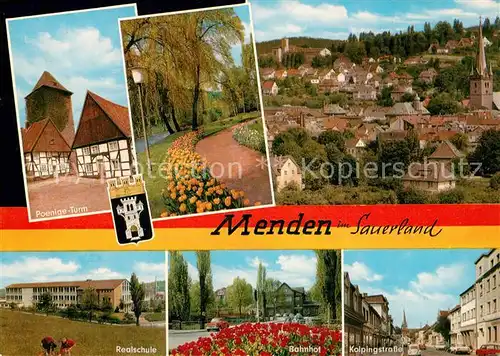 AK / Ansichtskarte Menden_Sauerland Penige Turm Realschule Bahnhof  Menden_Sauerland