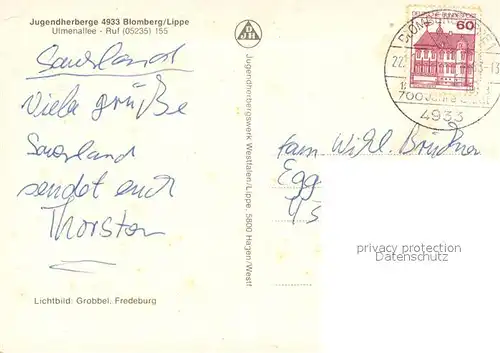 AK / Ansichtskarte Blomberg_Lippe Jugendherberge Blomberg Lippe