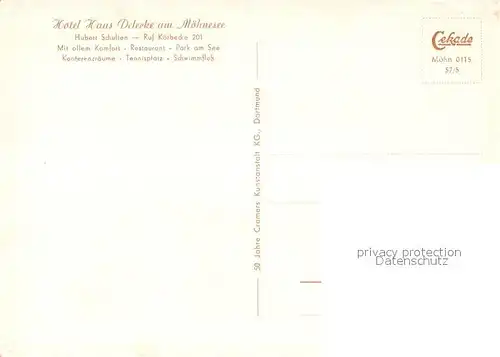 AK / Ansichtskarte Koerbecke_Moehnesee Hotel Haus Delecke Koerbecke Moehnesee