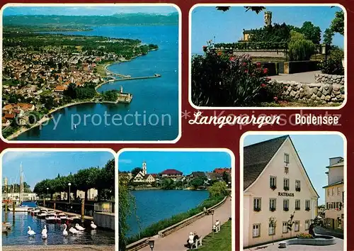 AK / Ansichtskarte Langenargen_Bodensee Rathaus Fliegeraufnahme Langenargen Bodensee