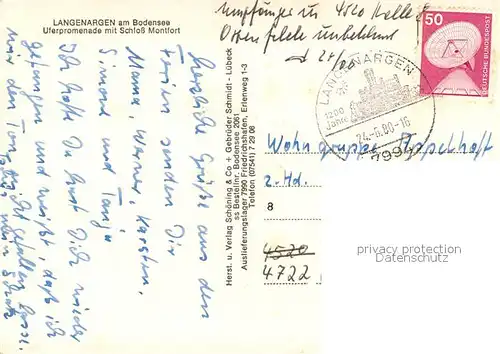 AK / Ansichtskarte Langenargen_Bodensee Uferpromenade Schloss Montfort Langenargen Bodensee