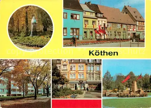 AK / Ansichtskarte Koethen_Anhalt Bachdenkmal Holzmarkt Karl Marx Allee Koethen Anhalt