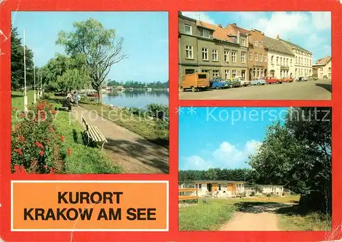 AK / Ansichtskarte Krakow_See Promenade Markt Bungalowsiedlung Krakow_See