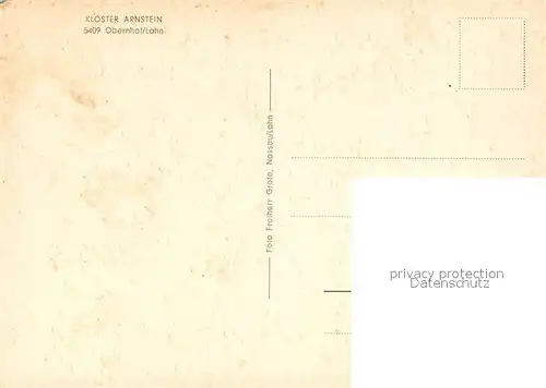 AK / Ansichtskarte Obernhof_Lahn Kloster Arnstein Obernhof_Lahn