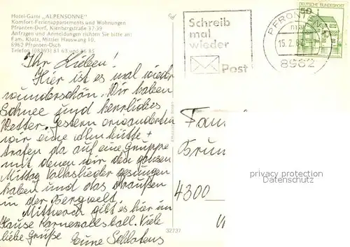 AK / Ansichtskarte Pfronten Hotel Alpensonne Pfronten