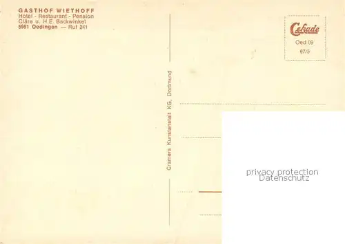 AK / Ansichtskarte Oedingen_Sauerland Gasthof Wieethoff Oedingen_Sauerland