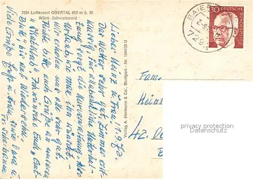 AK / Ansichtskarte Obertal_Baiersbronn  Obertal Baiersbronn