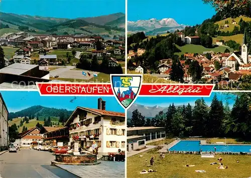 AK / Ansichtskarte Oberstaufen Schwimmbad Brunnen Oberstaufen