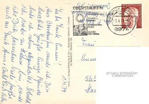 AK / Ansichtskarte Oberstaufen Schwimmbad Brunnen Oberstaufen