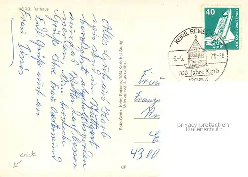 AK / Ansichtskarte Korb_Remstal Rathaus Korb_Remstal