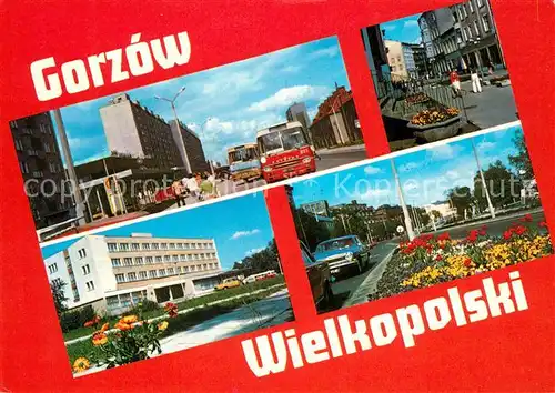 AK / Ansichtskarte Gorzow_Wielkopolski Innenstadt Hotel Bus Strassenpartie Gorzow Wielkopolski
