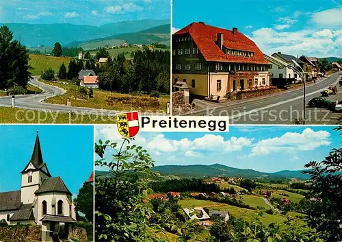 AK / Ansichtskarte Preitenegg Panorama Luftkurort an der Packer Hoehenstrasse Kirche Hotel Gasthof Preitenegg