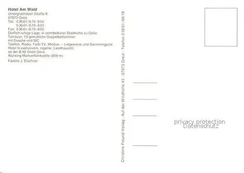 AK / Ansichtskarte Greiz_Thueringen Hotel Am Wald Greiz Thueringen