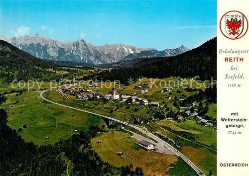 AK / Ansichtskarte Reith_Seefeld_Tirol Panorama mit Wettersteingebirge Fliegeraufnahme Reith_Seefeld_Tirol