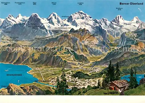 AK / Ansichtskarte Interlaken_BE Brienzersee und Umgebung Alpenpanorama aus der Vogelperspektive Interlaken_BE