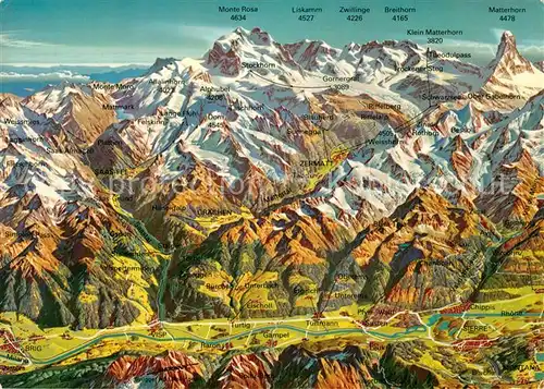 AK / Ansichtskarte Rhonetal Alpenpanorama aus der Vogelperspektive Rhonetal