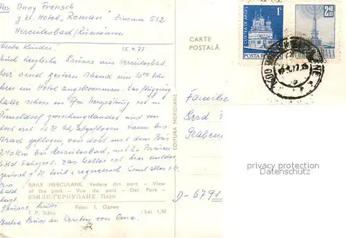 AK / Ansichtskarte Baile_Herculane Vedere din parc Baile_Herculane