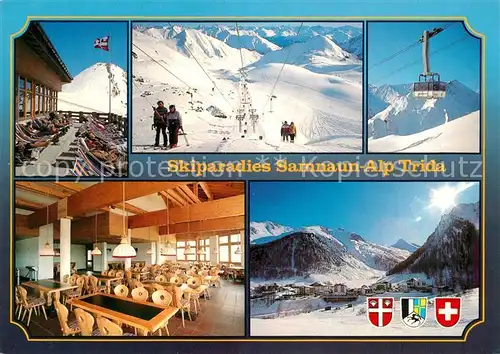 AK / Ansichtskarte Samnaun_Dorf Alp Trida Berggaststaette Skilift Bergbahn Wintersportplatz Alpen Samnaun Dorf