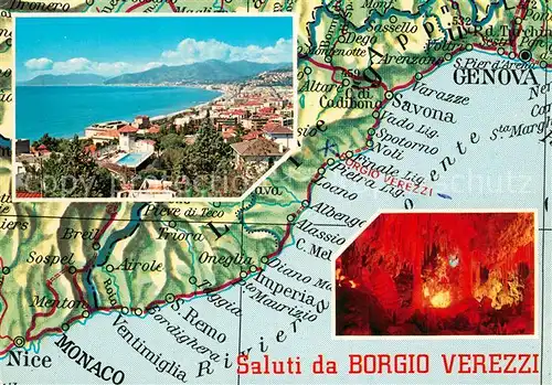 AK / Ansichtskarte Borgio_Verezzi Kuestenpanorama Landkarte Kuestenregion Borgio Verezzi