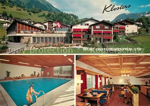 AK / Ansichtskarte Klosters_GR Sport  und Ferienzentrum Hallenbad Restaurant Klosters_GR