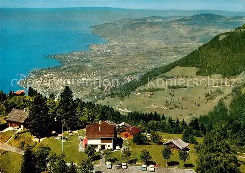 AK / Ansichtskarte Caux_VD Hostellerie de Caux vue sur Montreux et Lac Leman vue aerienne Caux_VD