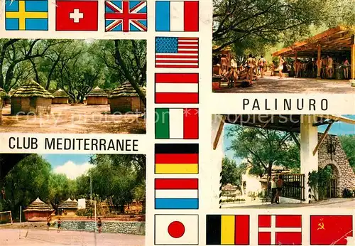 AK / Ansichtskarte Palinuro Club Mediterranee Bungalows Bar Restaurant Nationalflaggen Palinuro