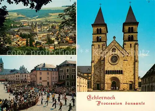 AK / Ansichtskarte Echternach Vue panoramique Basilique Saint Willibrord Procession dansante Echternach