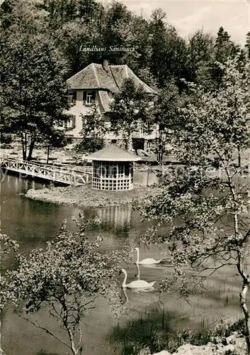 AK / Ansichtskarte Schoenau_Brend Landhaus Sanssouci Restaurant im Krumbachtal Schwanenteich Schoenau Brend