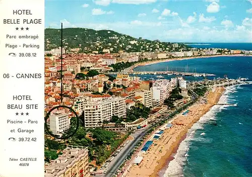 AK / Ansichtskarte Cannes_Alpes Maritimes Hotel Belle Plage Panorama Vue aerienne Cannes Alpes Maritimes