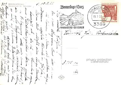 AK / Ansichtskarte Braunlage Sanatorium Dr Schroeder Braunlage