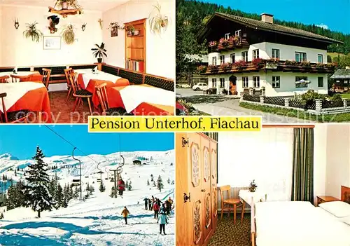 AK / Ansichtskarte Flachau Pension Unterhof Gaststube Zimmer Sessellift Flachau
