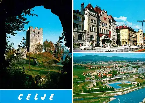AK / Ansichtskarte Celje_Cilli Fliegeraufnahme Ruine Stadtpanorama Celje Cilli