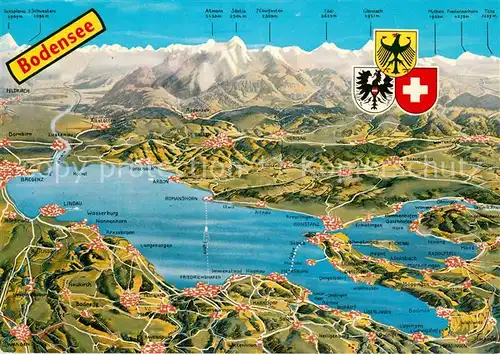 AK / Ansichtskarte Bodensee_Region Panoramakarte Bodensee Region