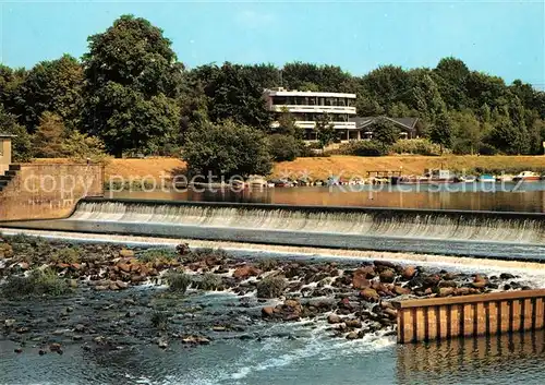 AK / Ansichtskarte Hanekenfaehr_Ems Hotel am Wasserfall Stauwehr Hanekenfaehr Ems