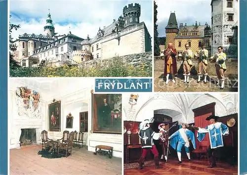 AK / Ansichtskarte Frydlant Ceskoslovensky statni hrad a zamek Schloss Innenraum Wandgemaelde Wappen Ritter Musikanten Frydlant