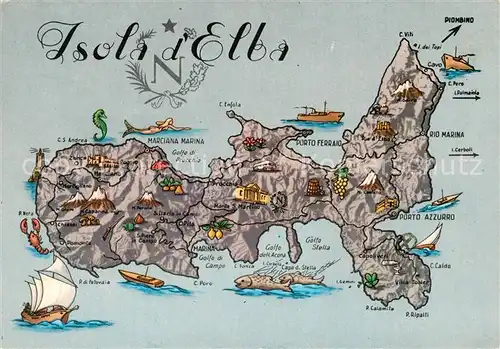 AK / Ansichtskarte Elba Landkarte Insel Elba Elba