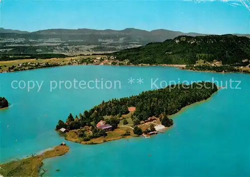 AK / Ansichtskarte Faakersee Insel Hotel Fliegeraufnahme Faakersee