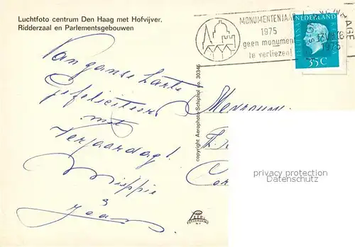 AK / Ansichtskarte Den_Haag Centrum met Hofvijver Ridderzaal en Parlementsgebouwen luchtfoto Den_Haag
