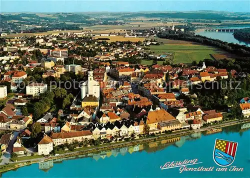 AK / Ansichtskarte Schaerding Fliegeraufnahme Kraftwerk  Schaerding