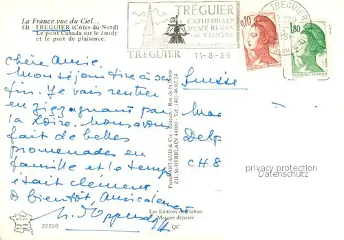 AK / Ansichtskarte Treguier_Cotes_d_Armor Fliegeraufnahme Pont CAnada  Treguier_Cotes_d_Armor