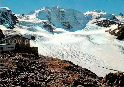 AK / Ansichtskarte Diavolezzahuette Persgletscher Piz Cambrena Piz Palue Diavolezzahuette