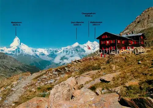 AK / Ansichtskarte Zermatt_VS Berghuette Fluhalp Matterhorn  Zermatt_VS