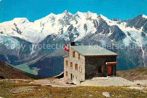 AK / Ansichtskarte Saastal Weissmieshuette Alphubel Taeschhorn Dom Suedlenz Nadelhorn Walliser Alpen Saastal