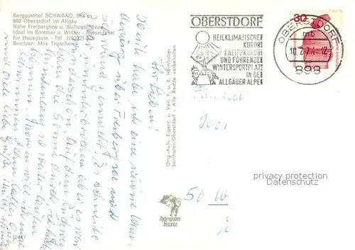 AK / Ansichtskarte Oberstdorf Berggasthof Schwand Oberstdorf
