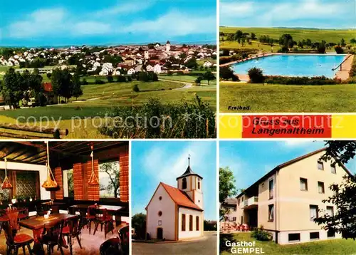 AK / Ansichtskarte Langenaltheim Panorama Schwimmbad Gasthof GempelGaststube Kirche Langenaltheim