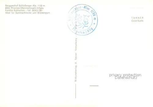 AK / Ansichtskarte Obermeilingen_Pfronten Berggasthof Schlossanger Alp Obermeilingen Pfronten