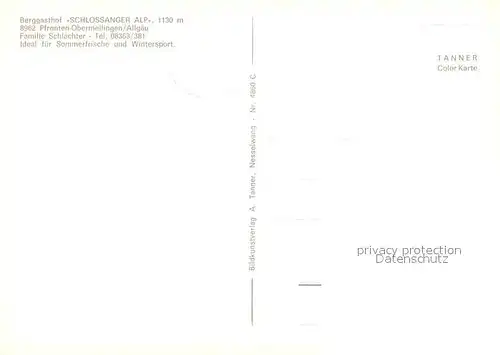 AK / Ansichtskarte Obermeilingen_Pfronten Berggasthof Schlossanger Alp Obermeilingen Pfronten