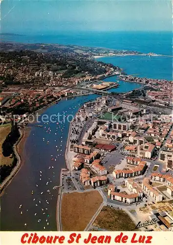 AK / Ansichtskarte Saint Jean de Luz Vue generale aerienne sur la Nivelle le Port la Rade et le Fort de Socoa Saint Jean de Luz