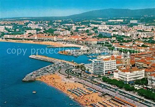 AK / Ansichtskarte Saint Raphael_Var La plage le port et Frejus Plage Vue aerienne Saint Raphael Var