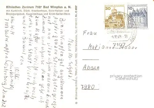 AK / Ansichtskarte Bad_Wimpfen Klinisches Zentrum Bad_Wimpfen